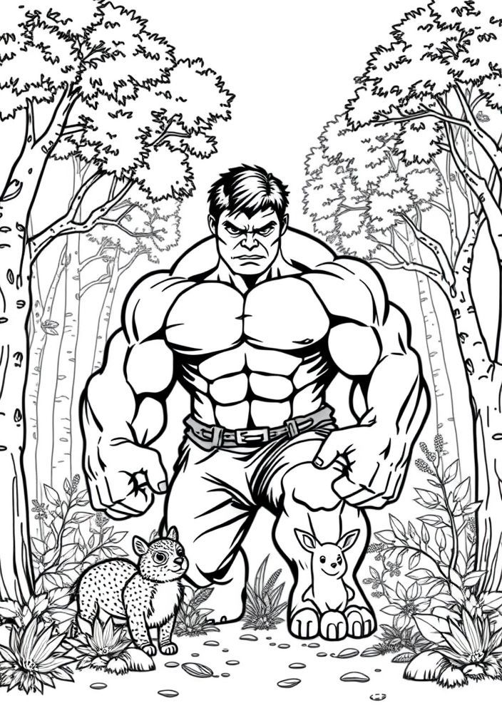Hulk e a natureza para colorir