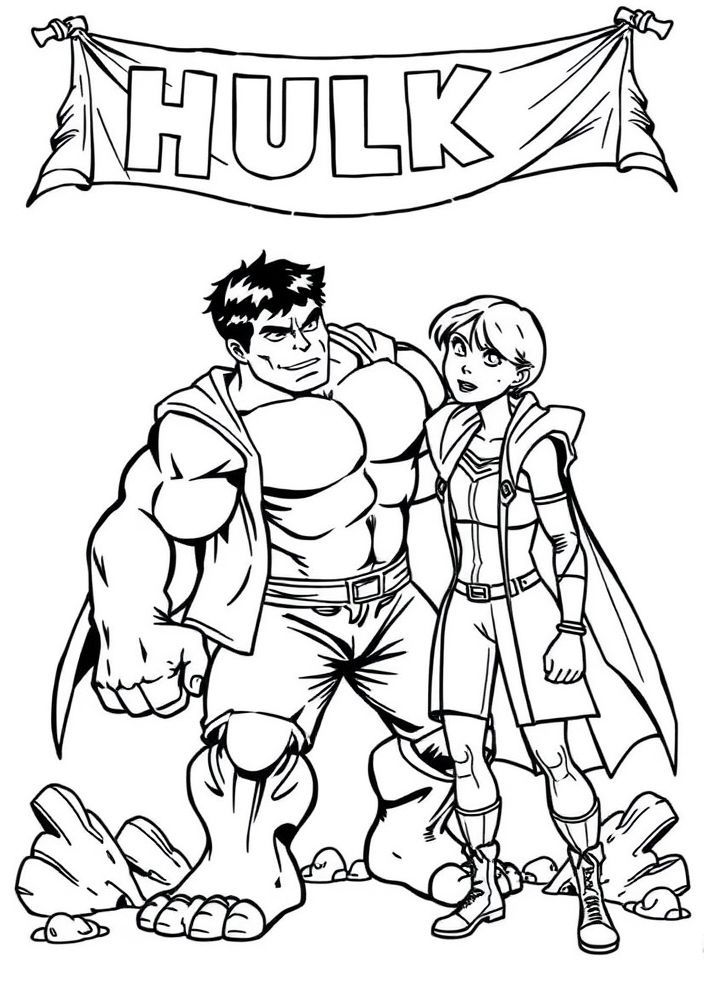 Hulk e seu amigo Bruce Banner para colorir