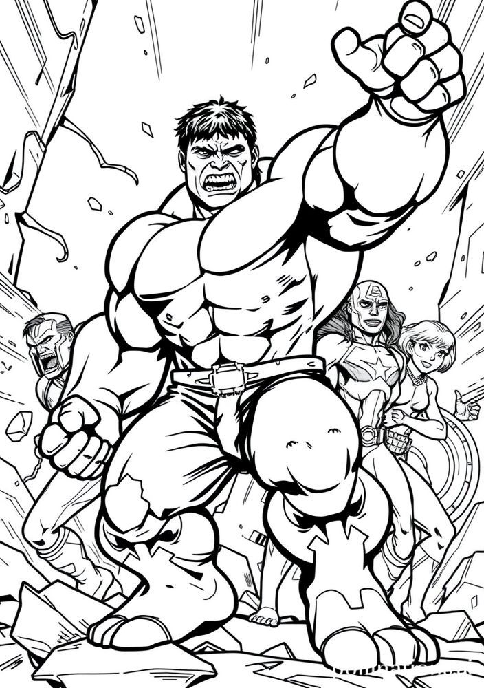 Hulk e seus aliados para colorir