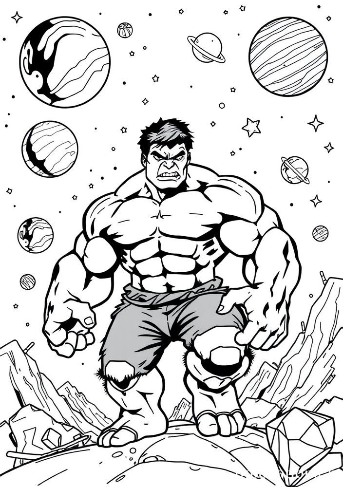 Hulk explorando o espaço para colorir