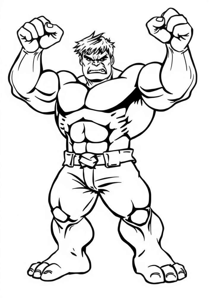 Hulk mostrando seus músculos para colorir