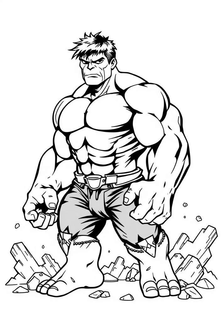 Hulk no modo de transformação para colorir