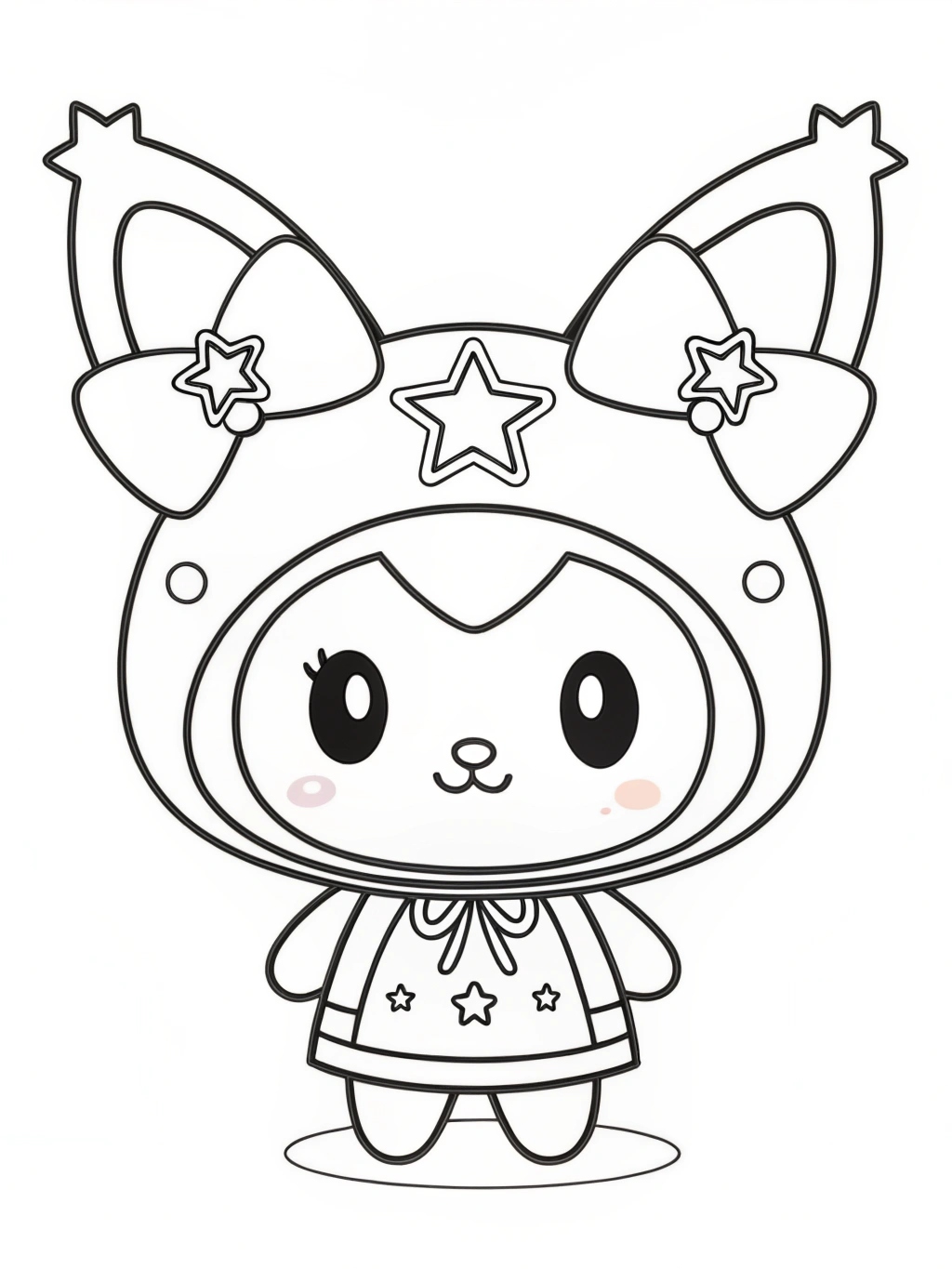 Kuromi fofa com estrelas para colorir desenho infantil para imprimir