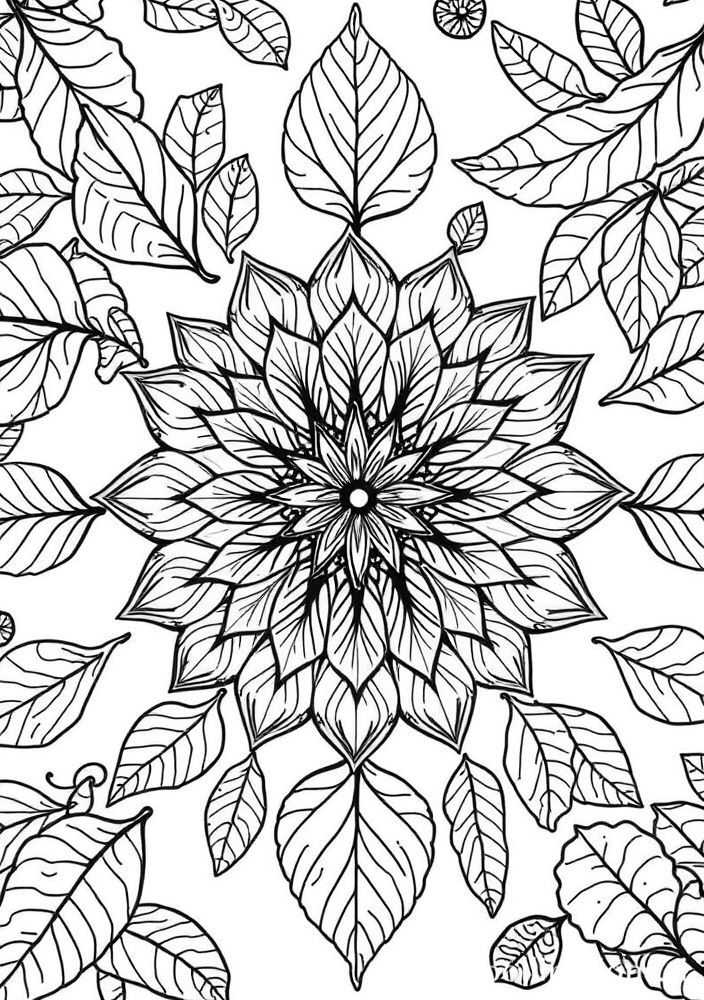 Mandalas de Folhas para Colorir