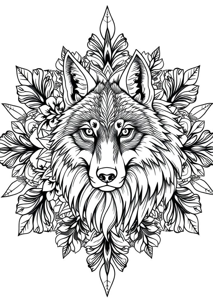 Mandalas de Lobo para Colorir