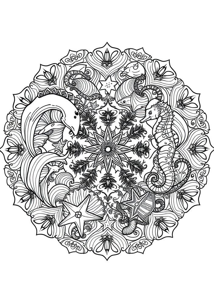 Mandalas do Oceano para Colorir