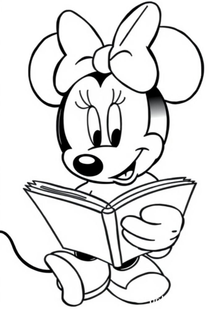 Minnie Mouse e um livro para colorir