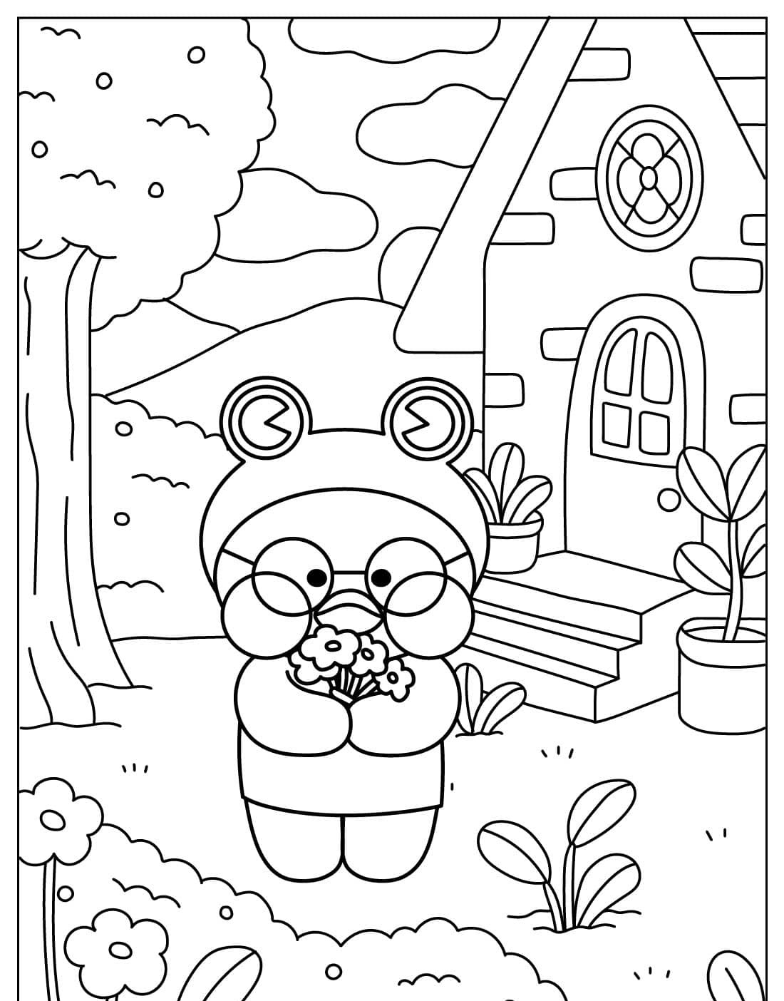 Desenho Paper Duck com flores e óculos