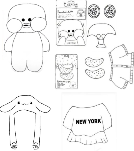 Paper Duck para colorir e recortar com roupas e acessórios fofinhos