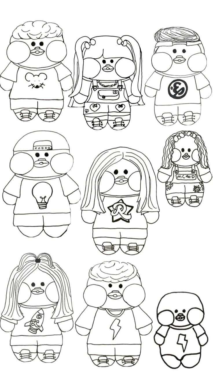 Paper Duck para colorir e imprimir com roupas e acessórios diversos