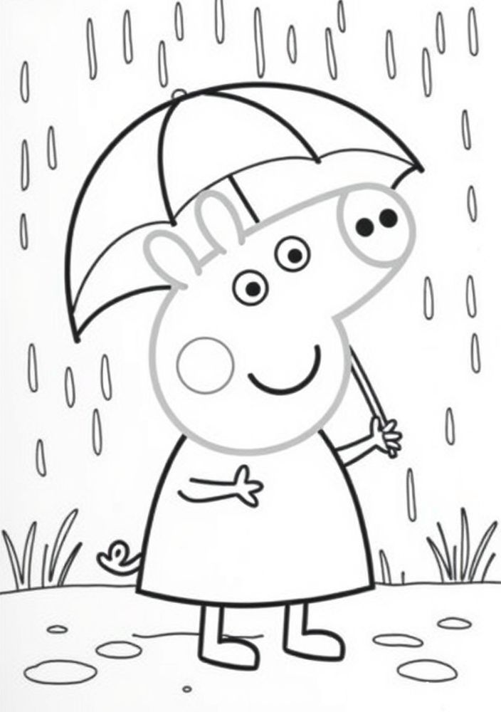 Peppa Pig e o dia de chuva para colorir