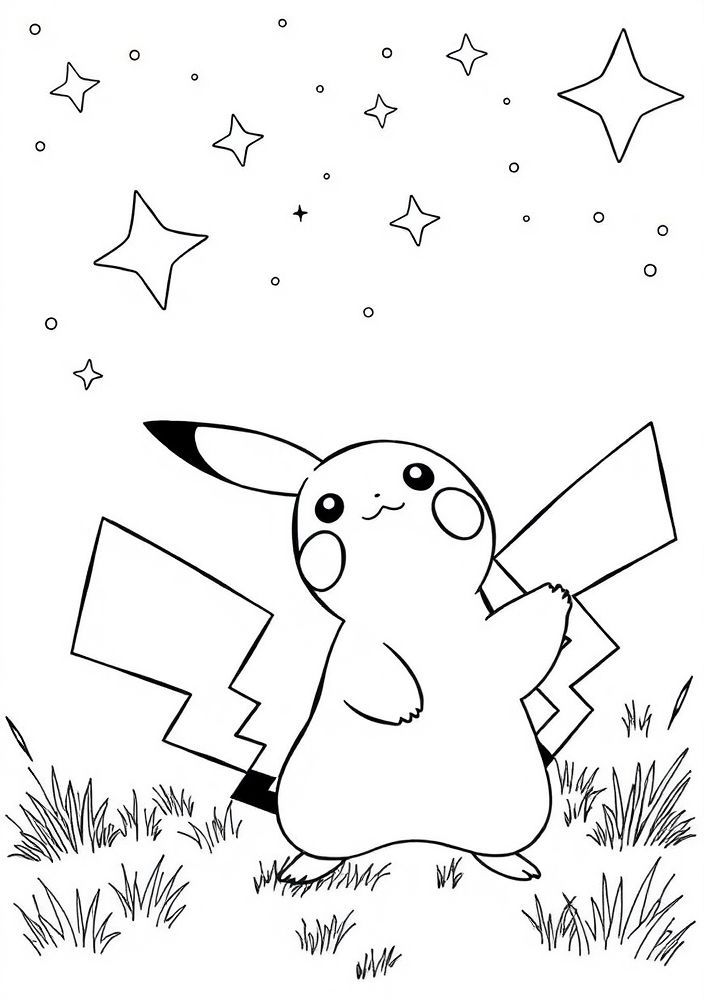 Pikachu olhando para as estrelas para colorir