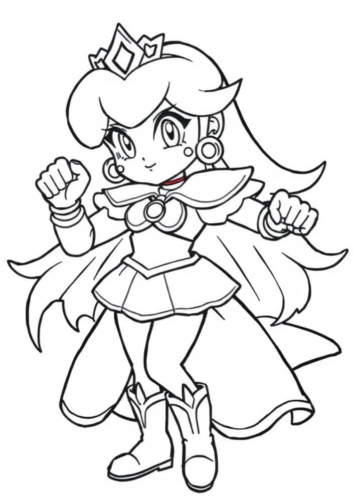 Princesa Peach como super-heroína para colorir