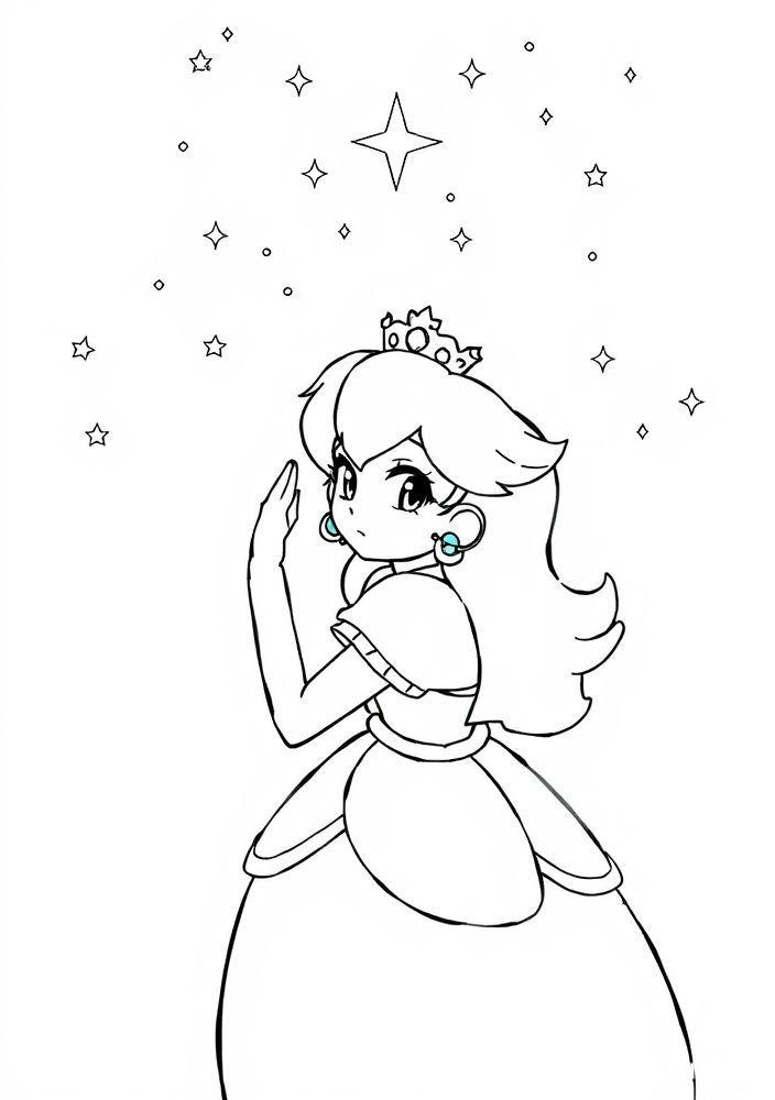 Princesa Peach observando as estrelas para colorir