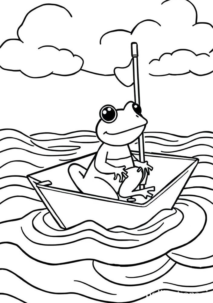 Sapo em um barco de papel