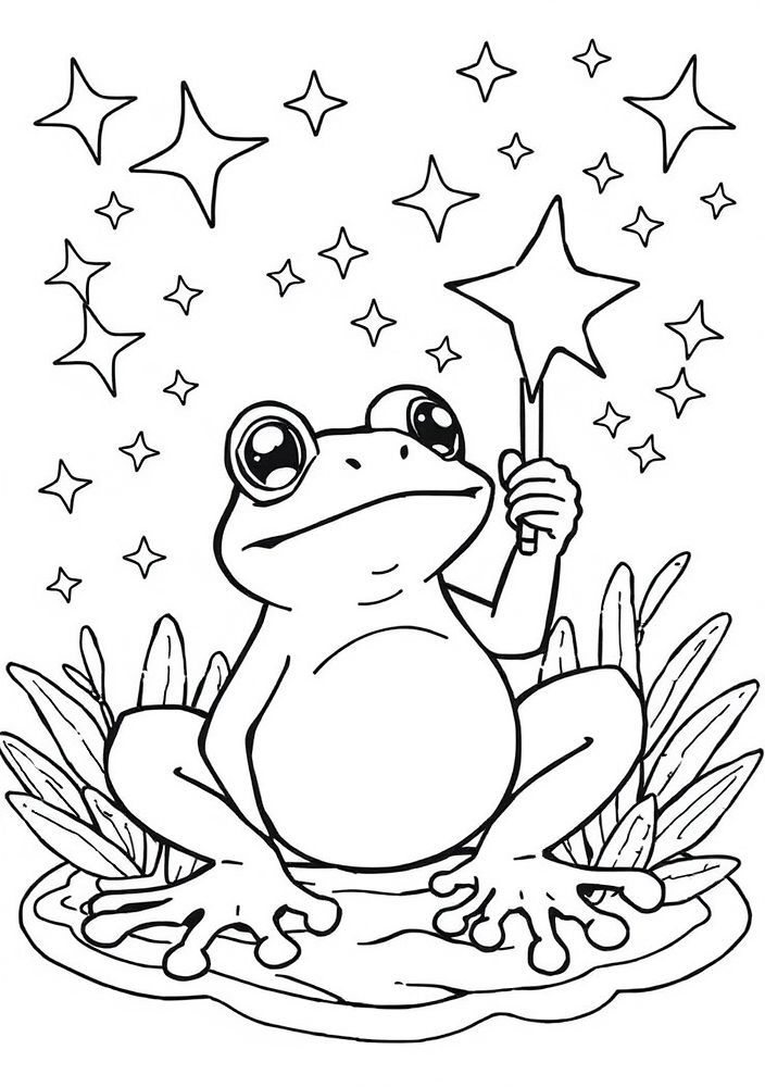 Sapo mágico com varinha