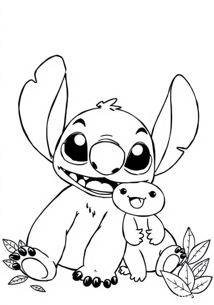 Stitch e o seu amigo Pelé para colorir