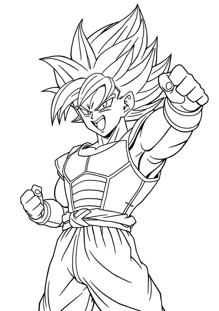 Vegeta fazendo pose de vitória para colorir