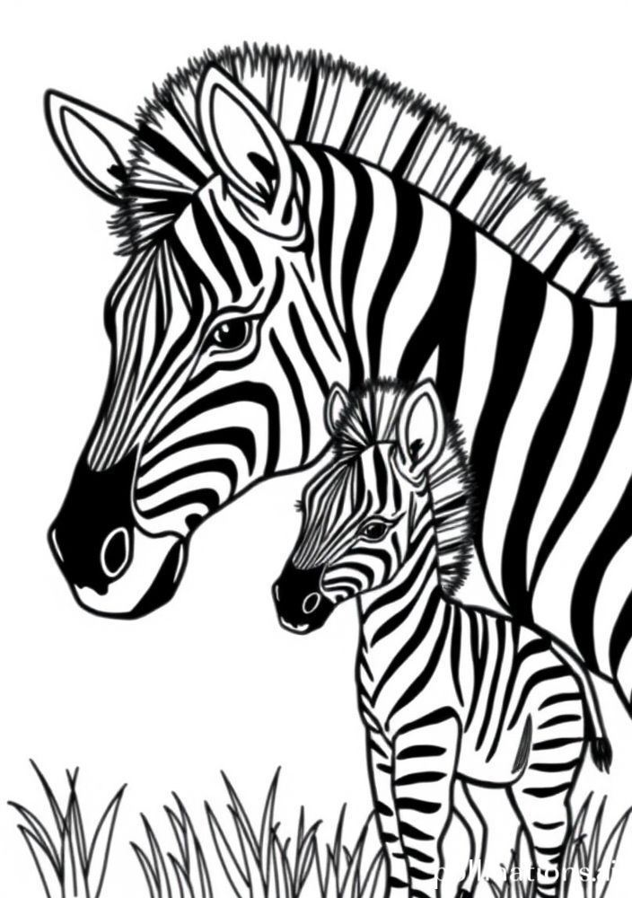 Zebra e seu filhote para colorir