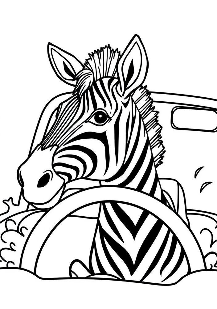 Zebra em um veículo divertido para colorir