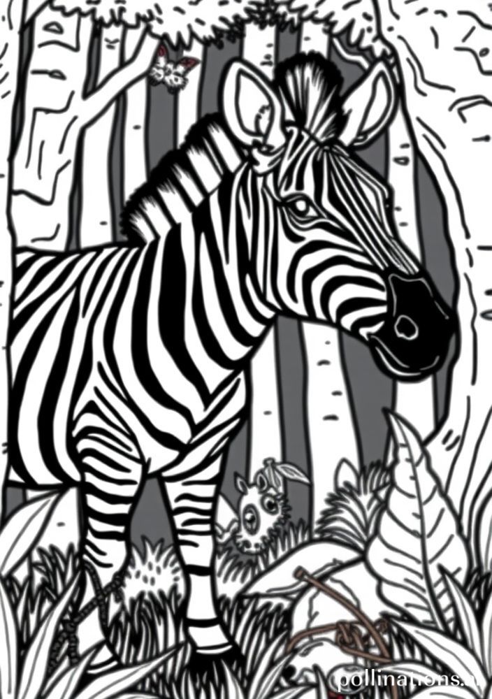 Zebra explorando a floresta para colorir