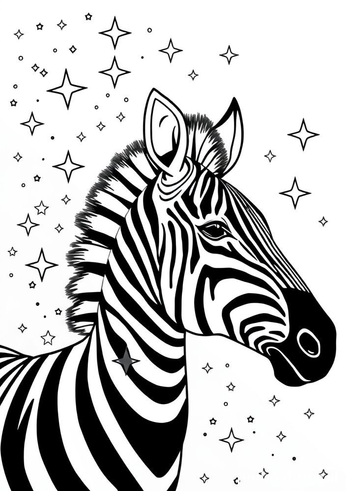 Zebra mágica com estrelas para colorir