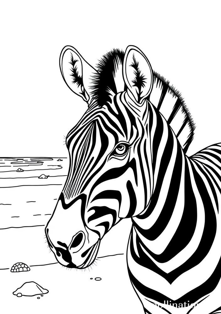 Zebra na praia para colorir