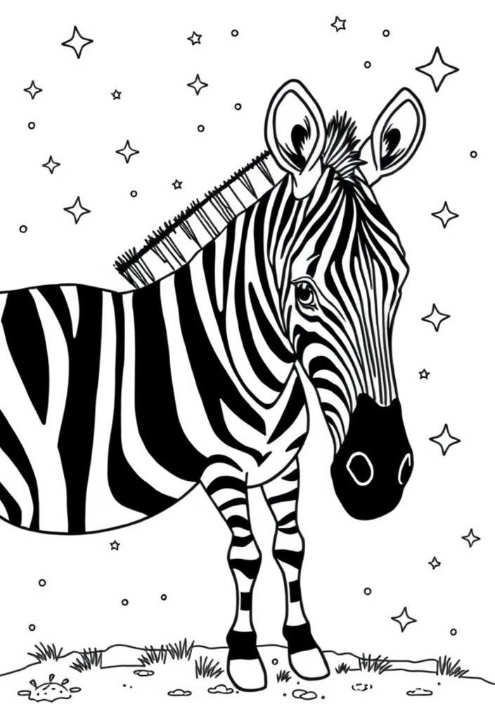Zebra no espaço para colorir