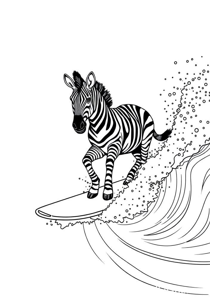 Zebra surfista para colorir
