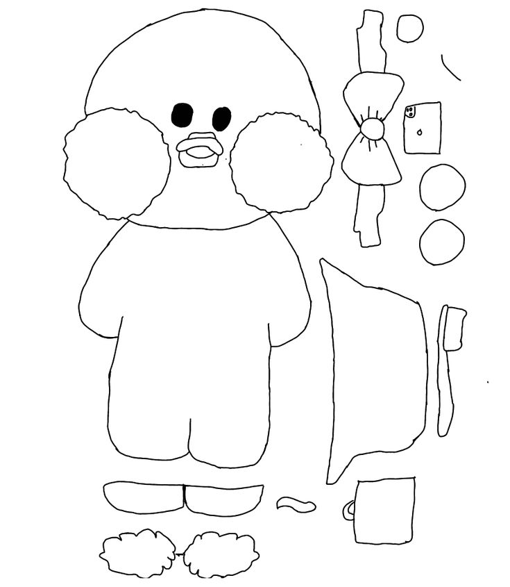 Paper Duck para colorir com roupas e acessórios para recortar e brincar
