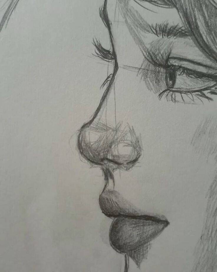 Desenho de perfil de um rosto feminino para colorir